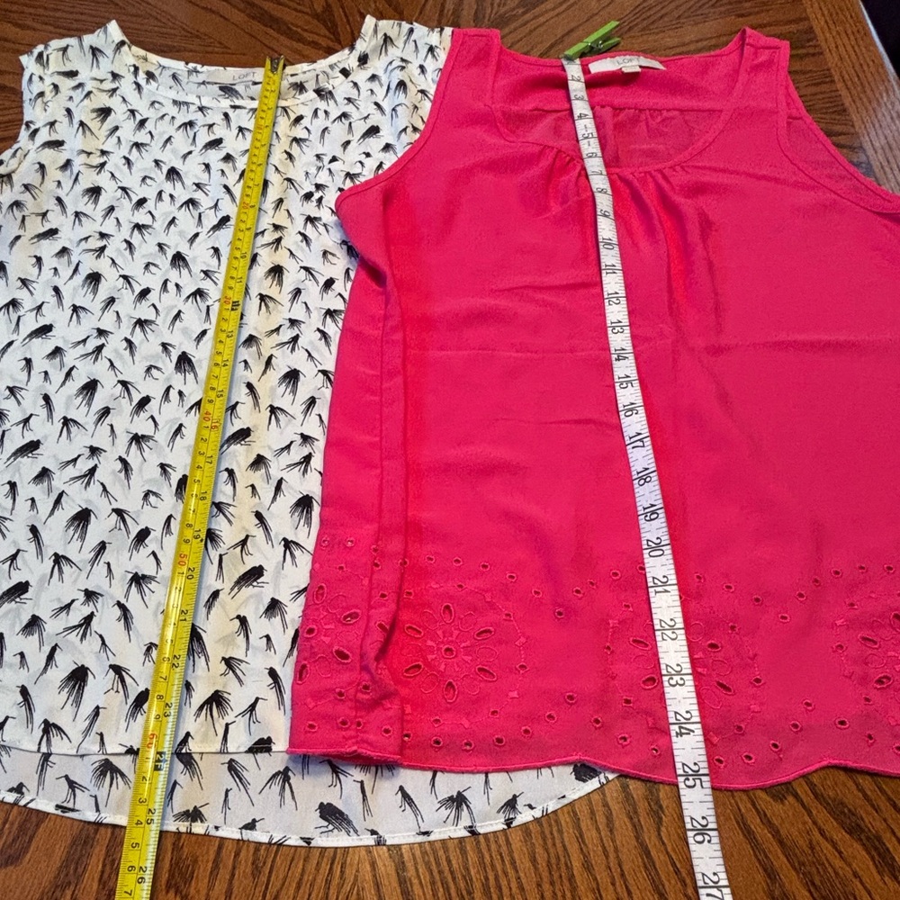 2 for 1 Deal LOFT ANN TAYLOR Sleeveless Blouses Fuchsia Pink Black&White cottage - Picture 15 of 16